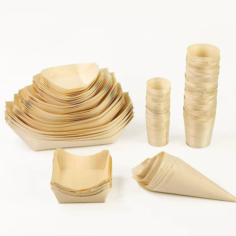 Bulk Birchwood Serveware: Disposable Cups, Sushi Boats & Cones - Professional Supplier