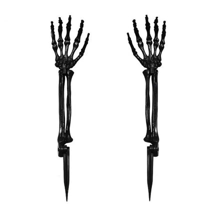 Halloween Skeleton Hands Prop | Plastic Bone Hands for Yard & Haunted House | Pair (Left+Right)