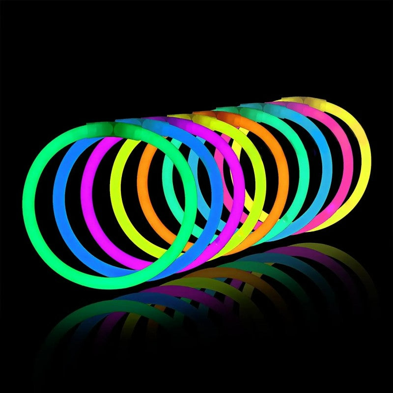 100 Pcs 8" Glow Sticks Bulk Party Pack, Neon Light Up Bracelets & Necklaces with Connectors for Concert, Halloween & Birthday