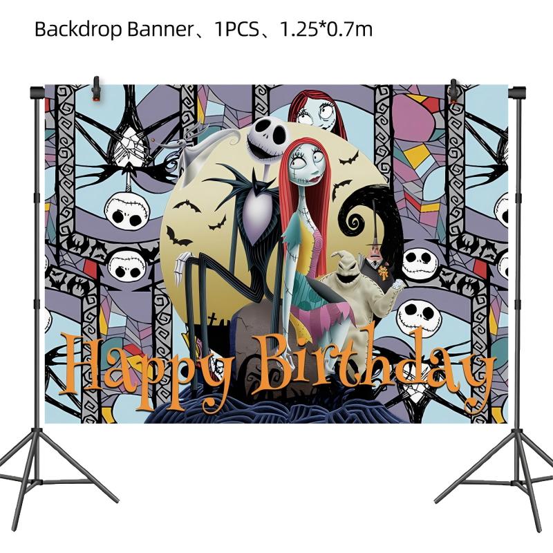 Spooky Night Halloween Party Set – Disposable Plates, Cups & Bunting Banner for Haunted House, Themed Celebration & Tableware (7″/9″ Plates, Cups, Napkins, Tablecloth, Bunting, Backdrop, Gift Bags, Black Cutlery & Straws, Poster)