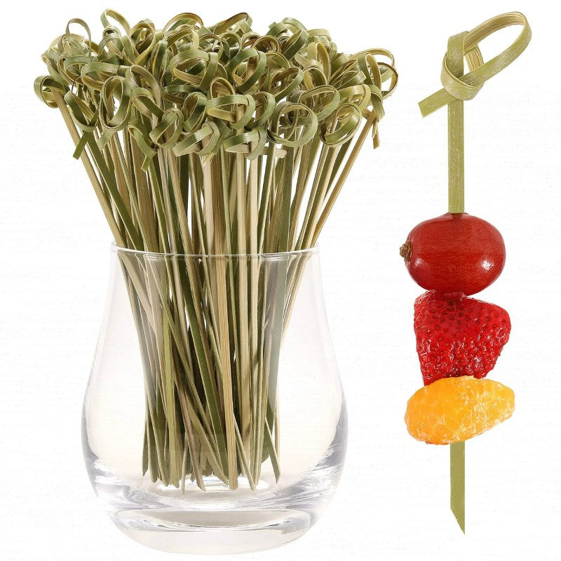 Professional Bamboo Cocktail Picks - Knotted Skewers for Bars & Garnish