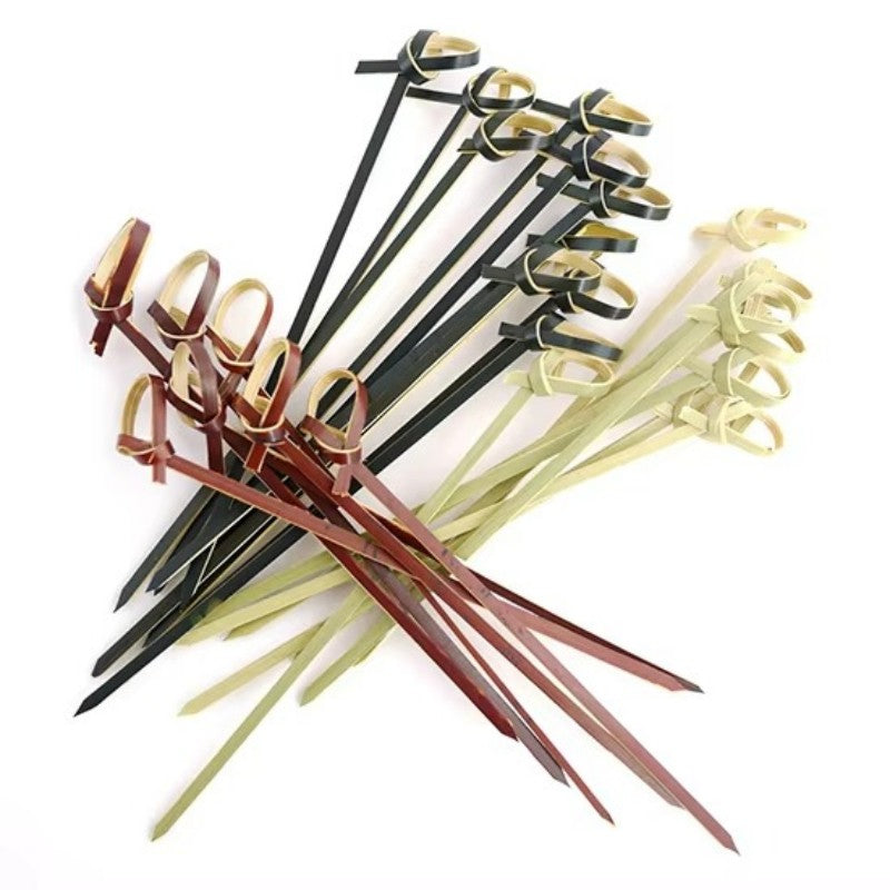 Professional Bamboo Cocktail Picks - Knotted Skewers for Bars & Garnish