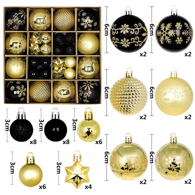 44Pcs Christmas Ball Set – Plated Plastic Ornaments, Painted & Shaped Baubles, 6cm for Tree & Holiday Decor