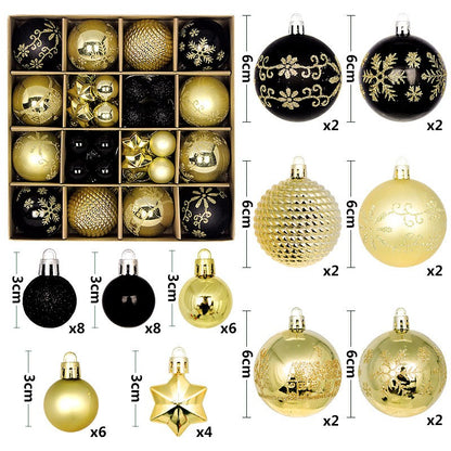 44Pcs Christmas Ball Set – Plated Plastic Ornaments, Painted & Shaped Baubles, 6cm for Tree & Holiday Decor