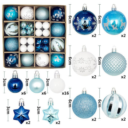 44Pcs Christmas Ball Set – Plated Plastic Ornaments, Painted & Shaped Baubles, 6cm for Tree & Holiday Decor