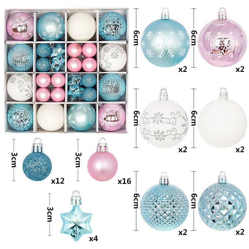 44Pcs Christmas Ball Set – Plated Plastic Ornaments, Painted & Shaped Baubles, 6cm for Tree & Holiday Decor
