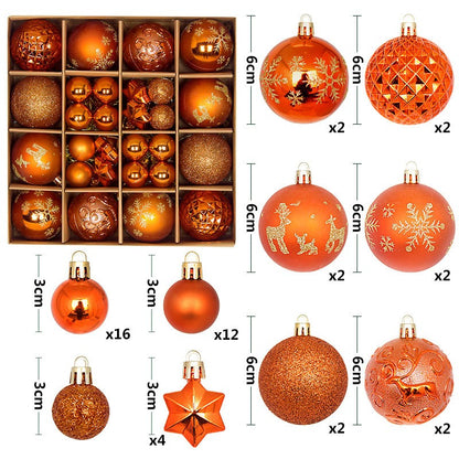 44Pcs Christmas Ball Set – Plated Plastic Ornaments, Painted & Shaped Baubles, 6cm for Tree & Holiday Decor