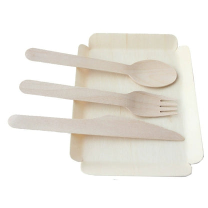 Wedding & Party Wooden Cutlery Set - Elegant Biodegradable Spoons, Forks, Knives