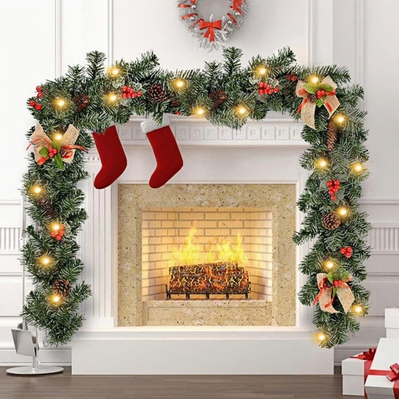 Red Berry & Pinecone Christmas Door Swag – Dense Artificial Vine Garland for Front Door, Wreath Making & Holiday Entry Deco