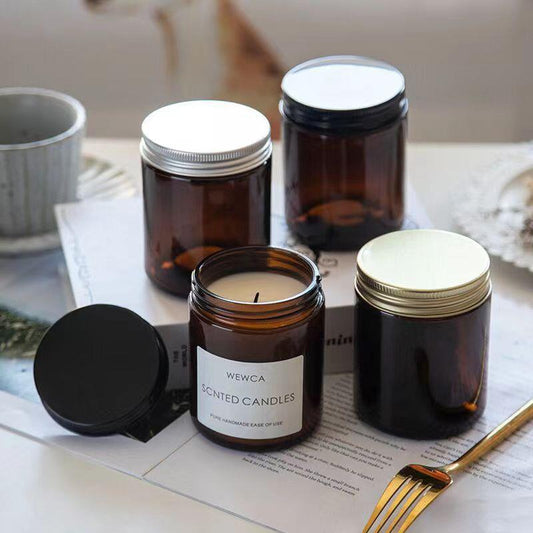 Amber & Clear Glass Candle Jars – Customizable for Scented Candles, Votive Holders & Aromatherapy