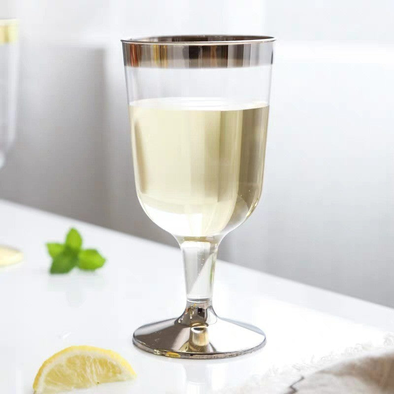 Disposable Plastic Champagne Glass- Gold/Silver/Rose Gold Rim-150ml & 180ml- Party Supplies – Perfect for Weddings, New Year‘s Eve & Bridal Showers (30 packs)