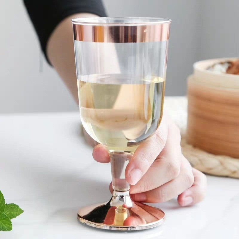 Disposable Plastic Champagne Glass- Gold/Silver/Rose Gold Rim-150ml & 180ml- Party Supplies – Perfect for Weddings, New Year‘s Eve & Bridal Showers (30 packs)