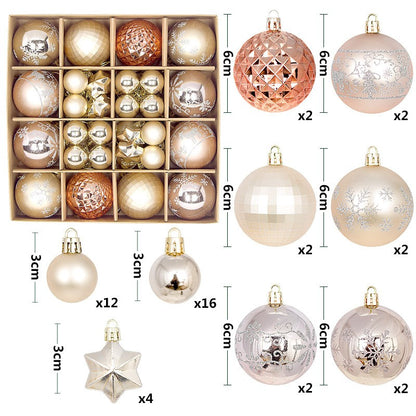 44Pcs Christmas Ball Set – Plated Plastic Ornaments, Painted & Shaped Baubles, 6cm for Tree & Holiday Decor