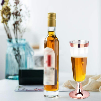 Disposable Plastic Champagne Glass- Gold/Silver/Rose Gold Rim-150ml & 180ml- Party Supplies – Perfect for Weddings, New Year‘s Eve & Bridal Showers (30 packs)