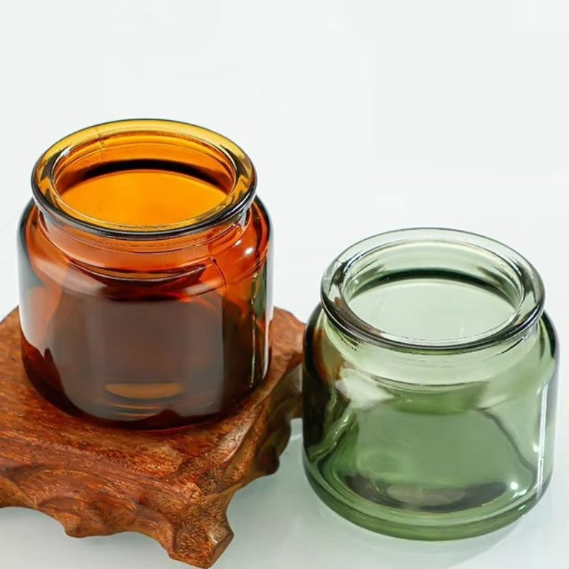 100ml 200ml Amber, Green & Clear Glass Candle Jars with Cork Lids – DIY Candle Making Vessels, Multipurpose Storage Containers (D6.5xH6.5cm)