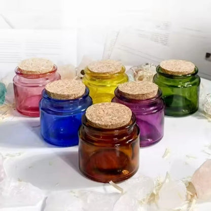 100ml 200ml Amber, Green & Clear Glass Candle Jars with Cork Lids – DIY Candle Making Vessels, Multipurpose Storage Containers (D6.5xH6.5cm)