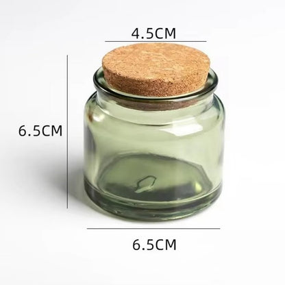 100ml 200ml Amber, Green & Clear Glass Candle Jars with Cork Lids – DIY Candle Making Vessels, Multipurpose Storage Containers (D6.5xH6.5cm)