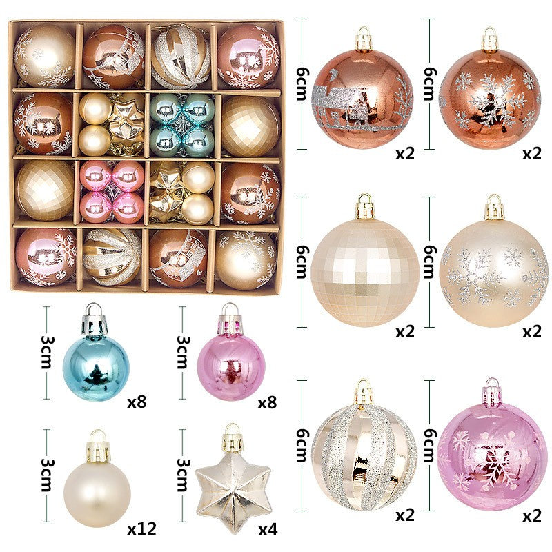 44Pcs Christmas Ball Set – Plated Plastic Ornaments, Painted & Shaped Baubles, 6cm for Tree & Holiday Decor