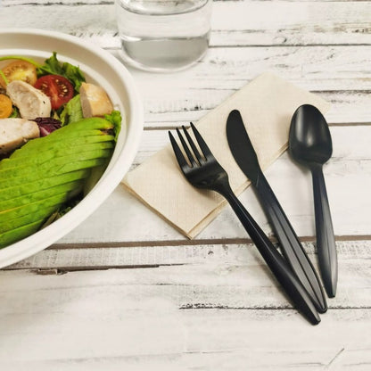 PSM Cornstarch Disposable Cutlery - 6 Inch Biodegradable Fork, Spoon & Spork for Food Service