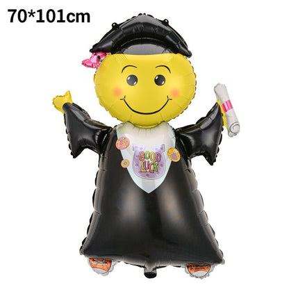 Graduation Foil Balloons – Mortarboard Cartoon Mylar Balloons for Grad Party, Ceremony & Celebration Decor