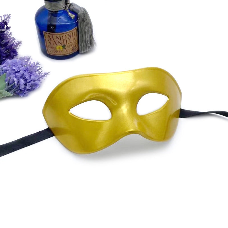 Men‘s Half Face Mask Vintage Cosplay Masquerade Party Mask Halloween Costume Accessory (Black/White/Vintage Gold/Vintage Silver/Gold Silver, 18x8cm)