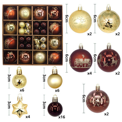 44Pcs Christmas Ball Set – Plated Plastic Ornaments, Painted & Shaped Baubles, 6cm for Tree & Holiday Decor