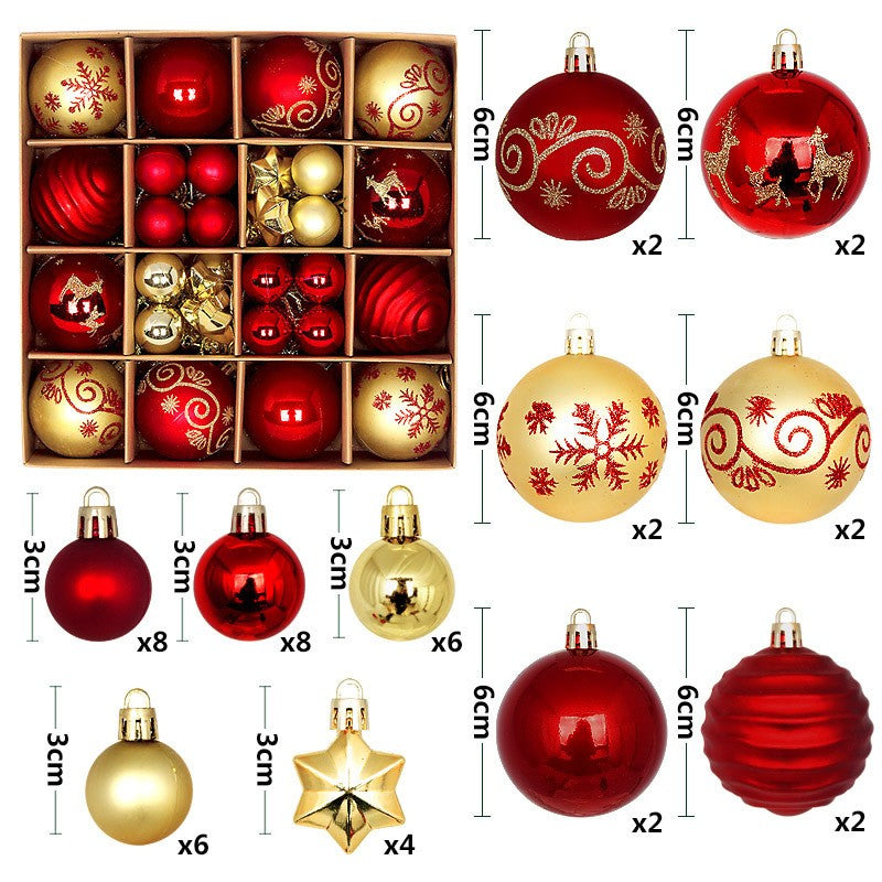 44Pcs Christmas Ball Set – Plated Plastic Ornaments, Painted & Shaped Baubles, 6cm for Tree & Holiday Decor