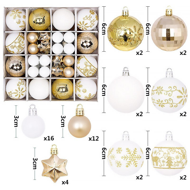 44Pcs Christmas Ball Set – Plated Plastic Ornaments, Painted & Shaped Baubles, 6cm for Tree & Holiday Decor