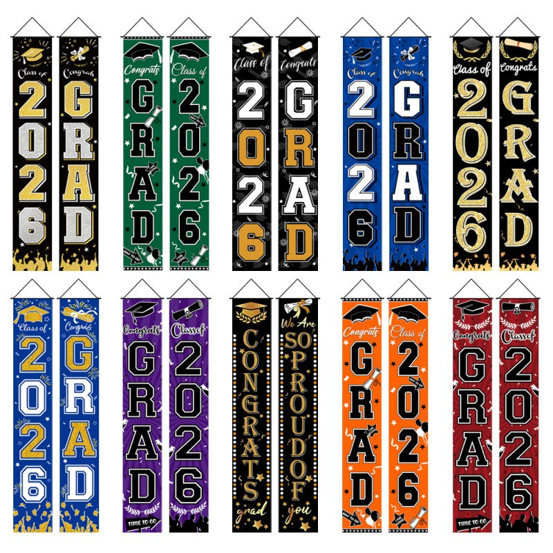 Graduation Couplet Banner Set | 2026 Doorway Decoration & Photo Backdrop