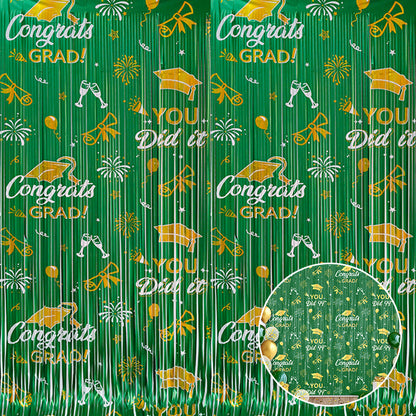 Graduation Tinsel Curtain | Printed Bachelor Hat Fringe Door Backdrop | Party Decoration