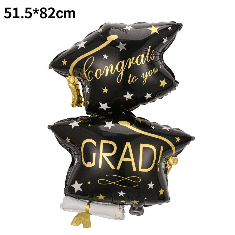 Graduation Foil Balloons – Mortarboard Cartoon Mylar Balloons for Grad Party, Ceremony & Celebration Decor