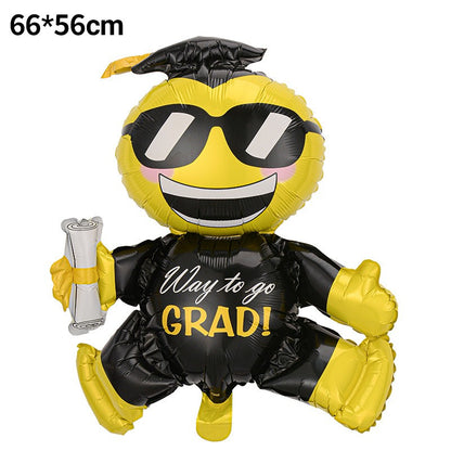 Graduation Foil Balloons – Mortarboard Cartoon Mylar Balloons for Grad Party, Ceremony & Celebration Decor