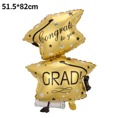 Graduation Foil Balloons – Mortarboard Cartoon Mylar Balloons for Grad Party, Ceremony & Celebration Decor