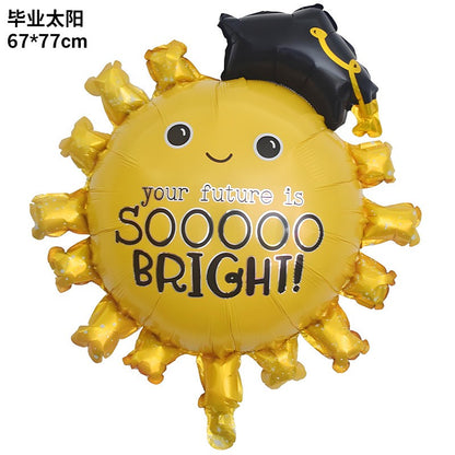 Graduation Foil Balloons – Mortarboard Cartoon Mylar Balloons for Grad Party, Ceremony & Celebration Decor
