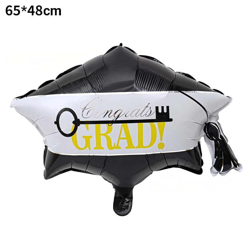 Graduation Foil Balloons – Mortarboard Cartoon Mylar Balloons for Grad Party, Ceremony & Celebration Decor