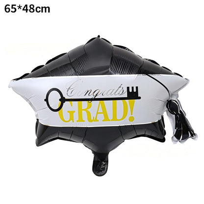 Graduation Foil Balloons – Mortarboard Cartoon Mylar Balloons for Grad Party, Ceremony & Celebration Decor