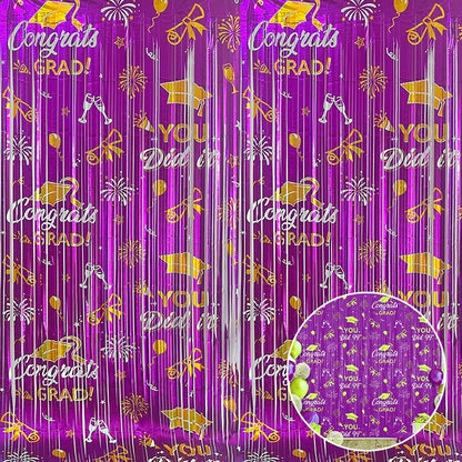 Graduation Tinsel Curtain | Printed Bachelor Hat Fringe Door Backdrop | Party Decoration