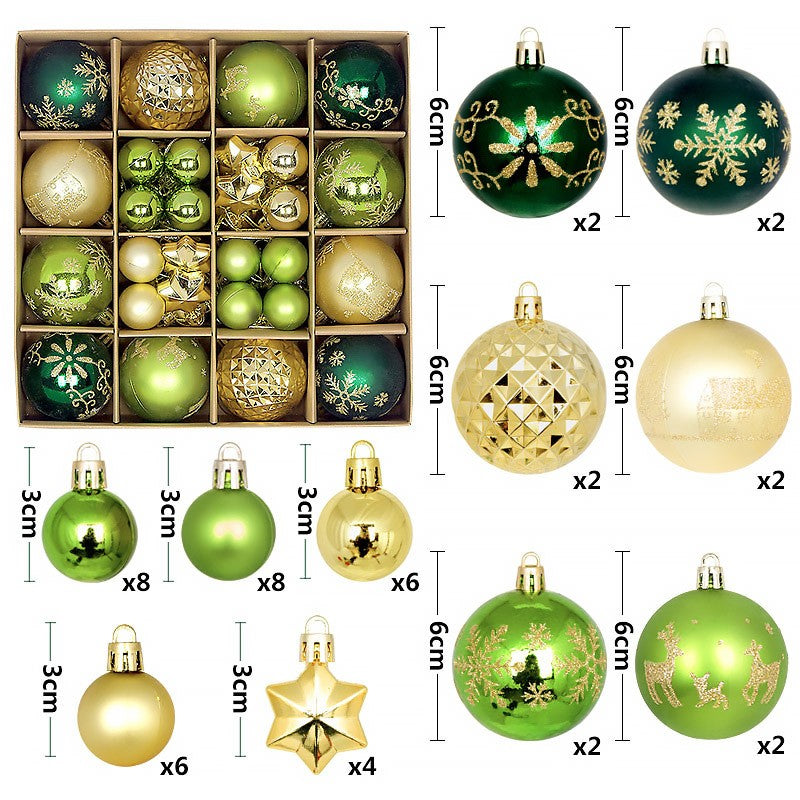44Pcs Christmas Ball Set – Plated Plastic Ornaments, Painted & Shaped Baubles, 6cm for Tree & Holiday Decor