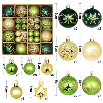 44Pcs Christmas Ball Set – Plated Plastic Ornaments, Painted & Shaped Baubles, 6cm for Tree & Holiday Decor