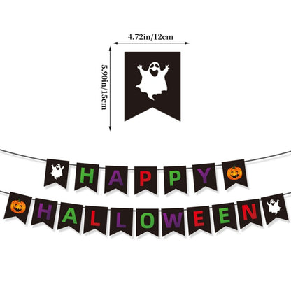All-in-One Halloween Ghost Theme Party Set – Hanging Swag, Latex Balloons, Paper Confetti & Honeycomb Orbs for Home, School or Retail Decor