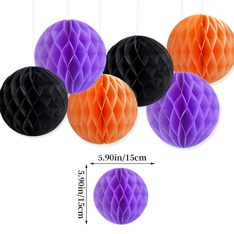 All-in-One Halloween Ghost Theme Party Set – Hanging Swag, Latex Balloons, Paper Confetti & Honeycomb Orbs for Home, School or Retail Decor