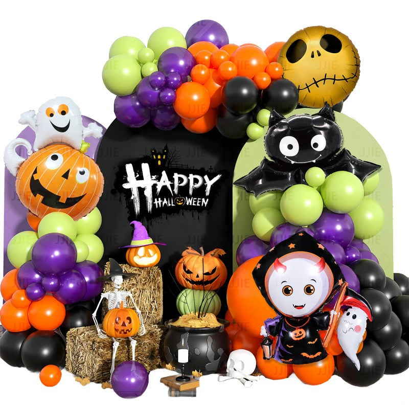 Ghost Festival Decor Kit – Aluminum Foil & Latex Balloons plus Bunting Garland, Bulk Halloween Supplies for Haunted House & Themed Party