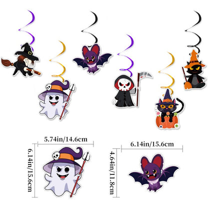 All-in-One Halloween Ghost Theme Party Set – Hanging Swag, Latex Balloons, Paper Confetti & Honeycomb Orbs for Home, School or Retail Decor