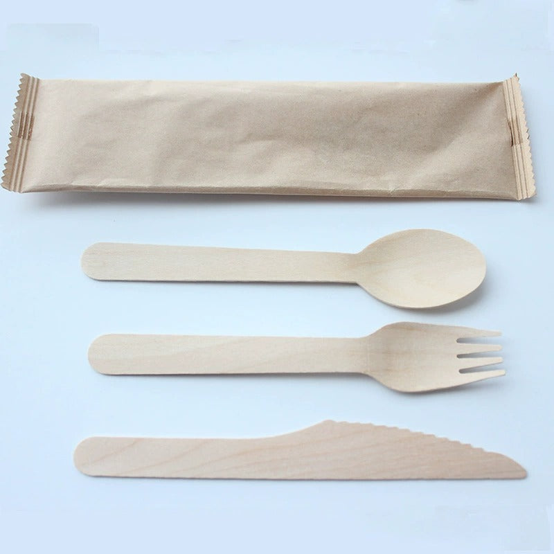 Wedding & Party Wooden Cutlery Set - Elegant Biodegradable Spoons, Forks, Knives