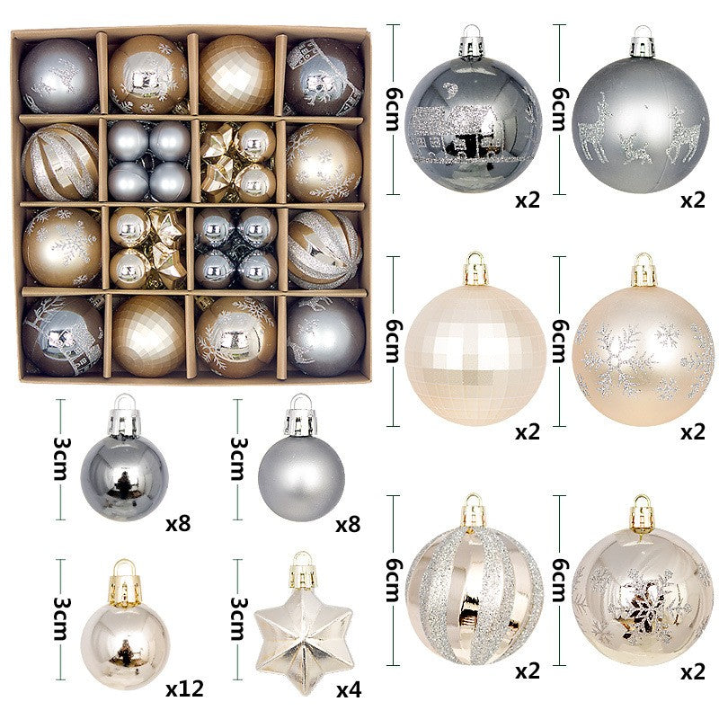 44Pcs Christmas Ball Set – Plated Plastic Ornaments, Painted & Shaped Baubles, 6cm for Tree & Holiday Decor