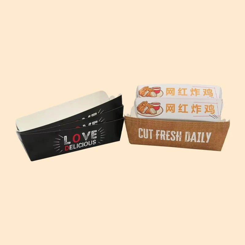 Disposable Kraft Paper Food Trays - Leak-Resistant Takeout Containers for Restaurants