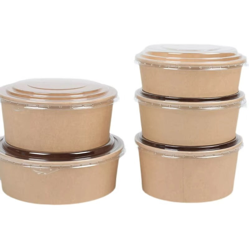 Food Grade Round Paper Bowls - Wholesale & Custom Logo Kraft Bowls for Takeaway