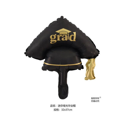 Graduation Foil Balloons – Mortarboard Cartoon Mylar Balloons for Grad Party, Ceremony & Celebration Decor