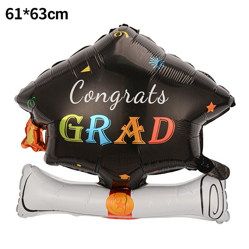 Graduation Foil Balloons – Mortarboard Cartoon Mylar Balloons for Grad Party, Ceremony & Celebration Decor