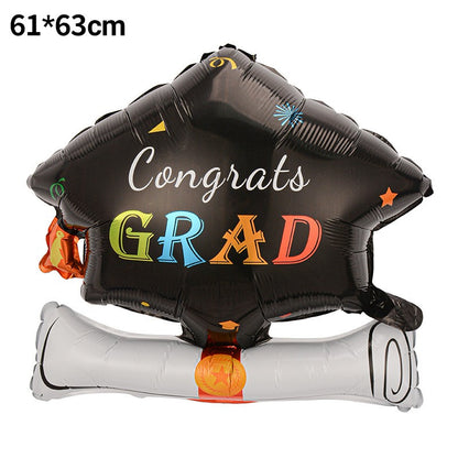 Graduation Foil Balloons – Mortarboard Cartoon Mylar Balloons for Grad Party, Ceremony & Celebration Decor